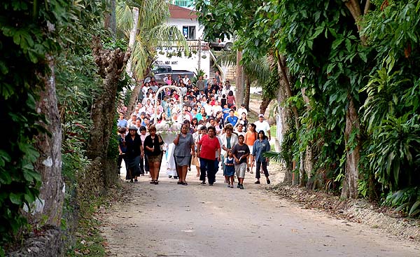 Procession up the road