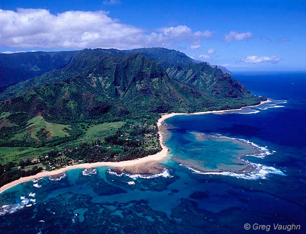 Ha'ena Shoreline from the air.